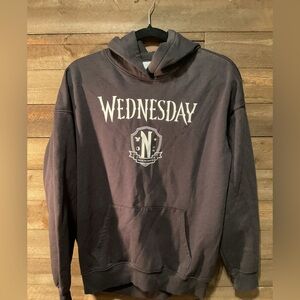 H&M Wednesday Addams Nevermore Academy Oversized Black Hoodie Unisex Size 16/18